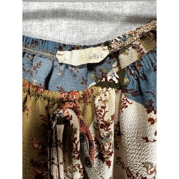 Jella C Patchwork Floral Boat Neck Top Size Small Boho - Picture 3 of 6